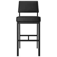 Avery Rustic Country Faux Leather Bar Height Barstool - Black