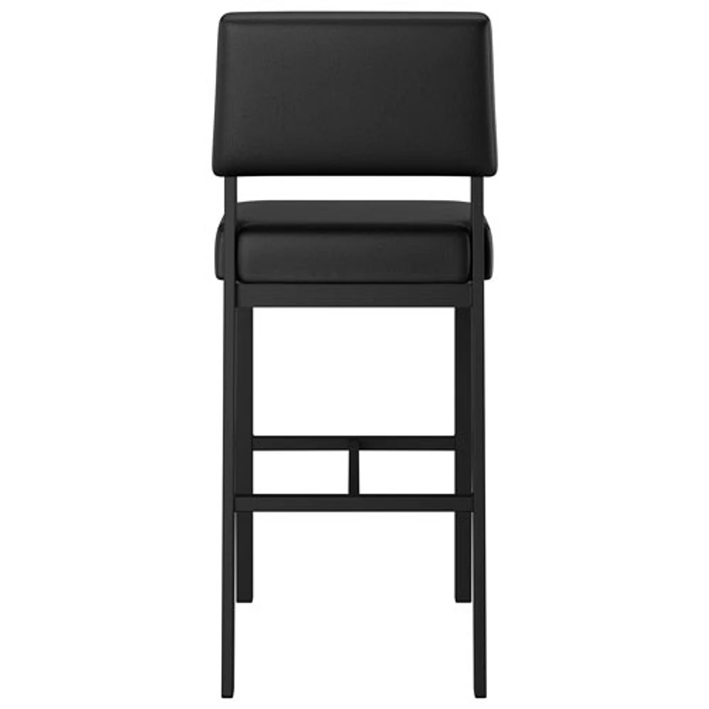 Avery Rustic Country Faux Leather Bar Height Barstool - Black