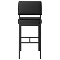 Avery Rustic Country Faux Leather Bar Height Barstool - Black