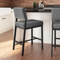 Avery Rustic Country Counter Height Barstool - Grey Woven/Black