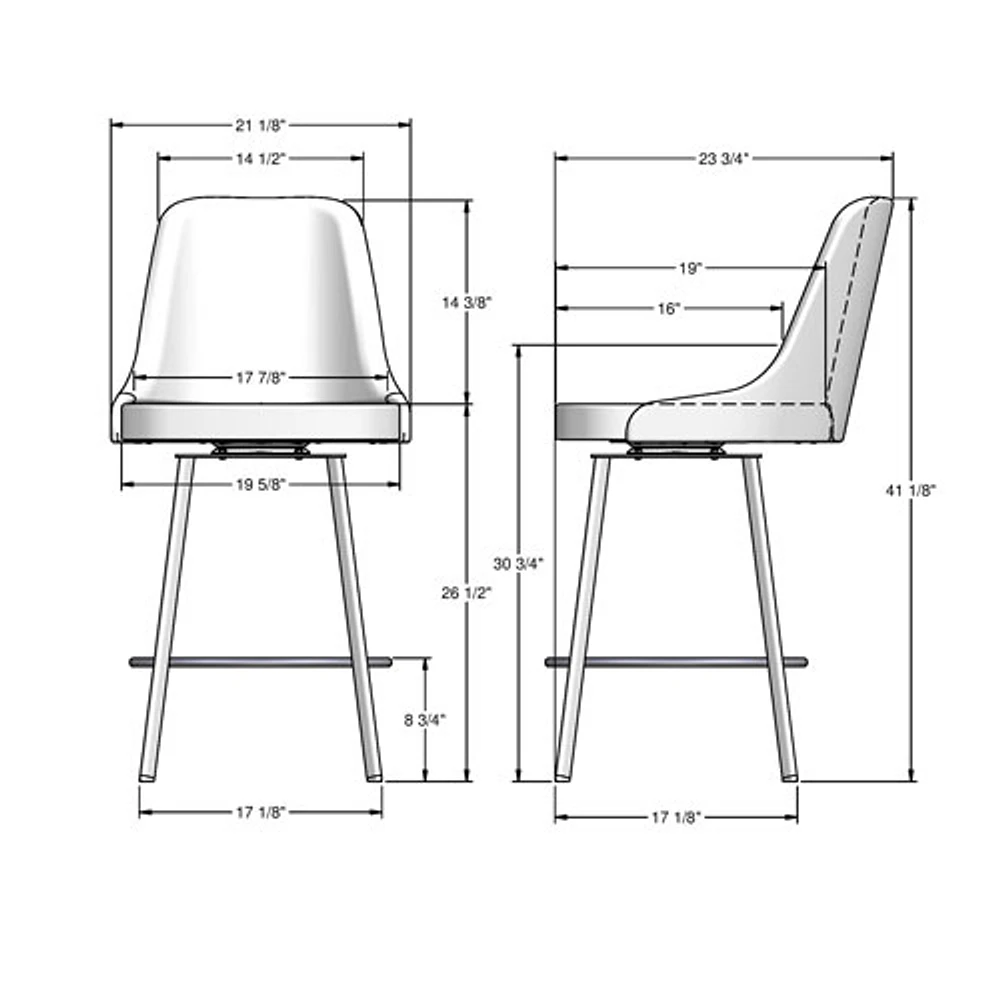 Tabouret de bar contemporain en polyester à hauteur de comptoir Harper