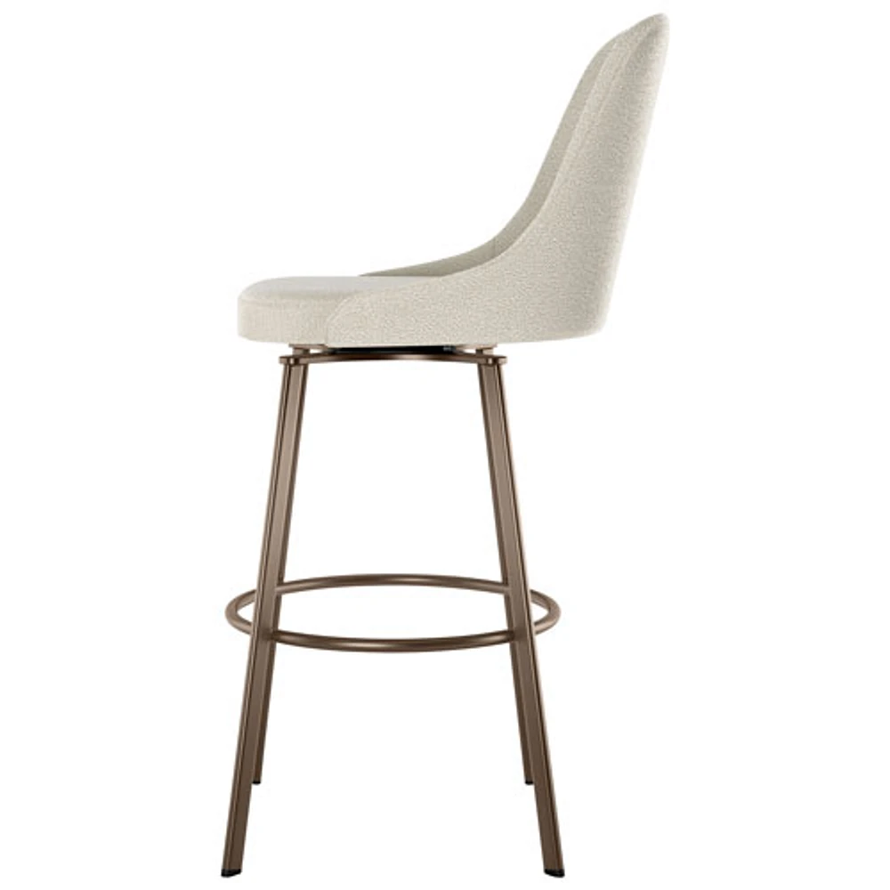 Harper Contemporary Bar Height Barstool - Cream Boucle/Bronze