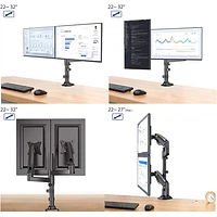 North Bayou H180 22"-32" Full Motion Dual Monitor Mount - Black