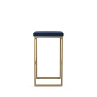 Tabouret de bar contemporain à hauteur de bar Easy - Bleu/Doré