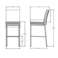 Perry Traditional Bar Height Barstool - Taupe Grey/Black