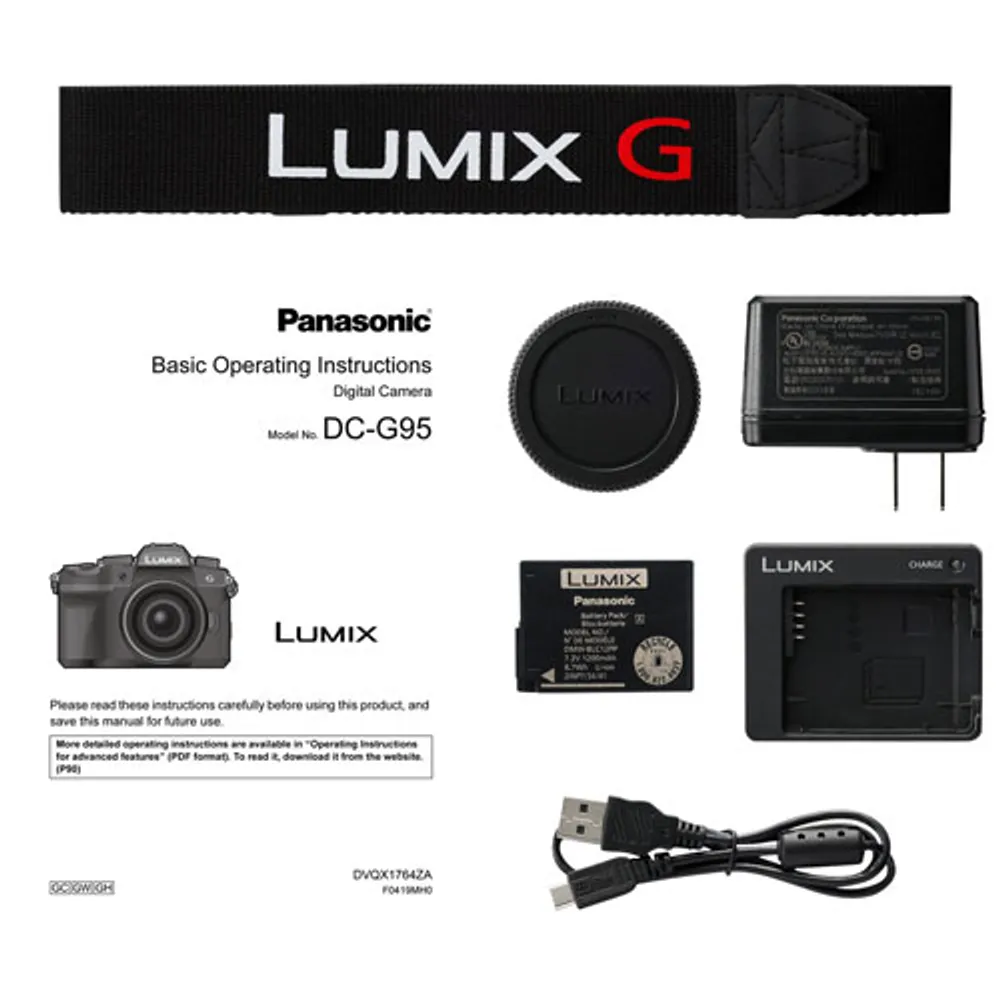 LUMIX DCG95DMK 4K Wi-Fi 20.3MP Mirrorless Camera with 12-60mm Lens Kit - Black
