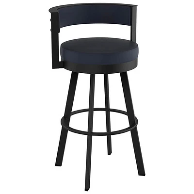 Tabouret de bar contemporain en similicuir à hauteur de bar Browser - Bleu marine/Noir