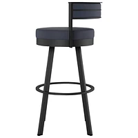 Tabouret de bar contemporain en similicuir à hauteur de bar Browser - Bleu marine/Noir