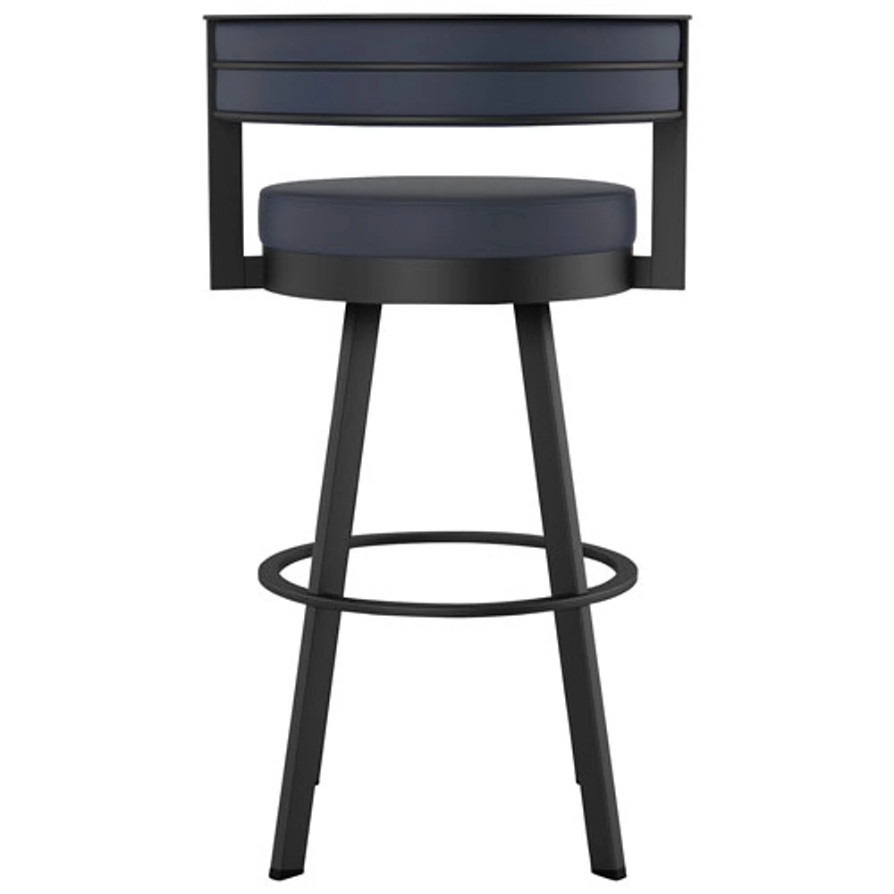 Tabouret de bar contemporain en similicuir à hauteur de bar Browser - Bleu marine/Noir