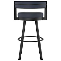 Tabouret de bar contemporain en similicuir à hauteur de bar Browser - Bleu marine/Noir