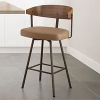 Quinton Contemporary Bar Height Barstool - Tan/Light Brown/Dark Brown