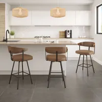 Quinton Contemporary Bar Height Barstool - Tan/Light Brown/Dark Brown