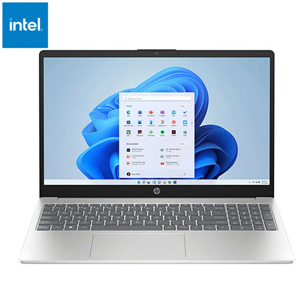 Portable de 15 po de HP avec Microsoft 365 pendant 1 an - Argenté naturel (N100 d'Intel/SSD 128 Go/RAM 4 Go)