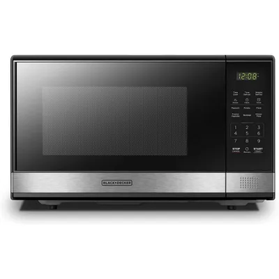 Panasonic NN-SB438S Compact Microwave Oven, 0.9 cft, Black Stainless Steel