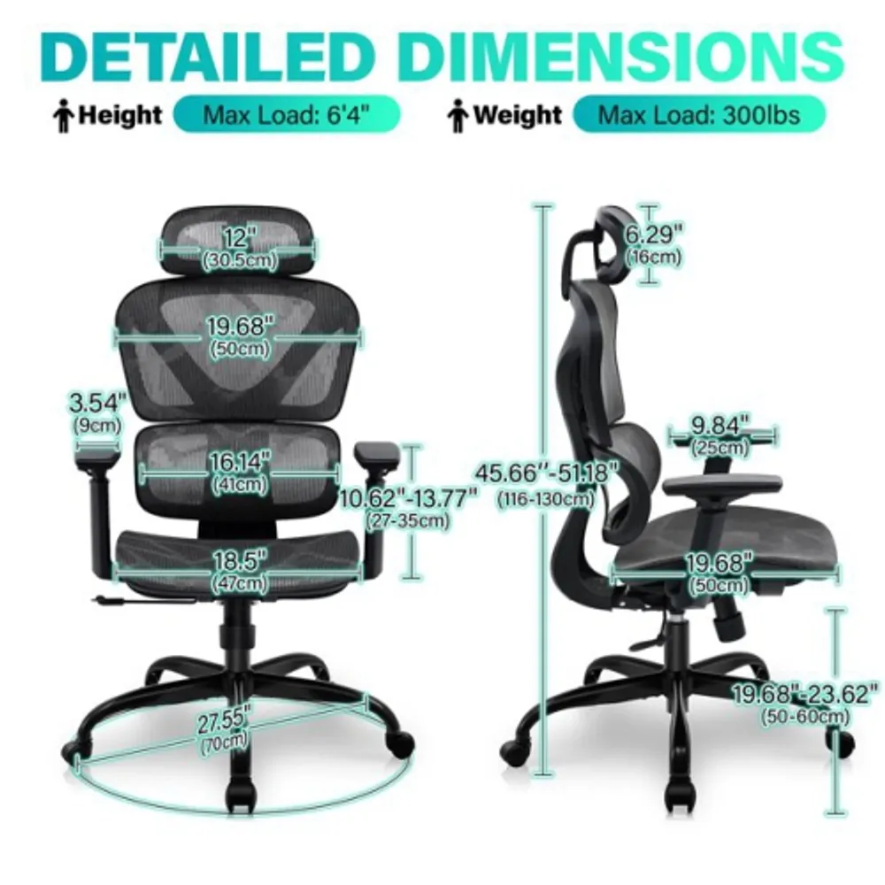 CoolHut Office Chair, High Back Ergonomic Desk Chair, Mesh Desk