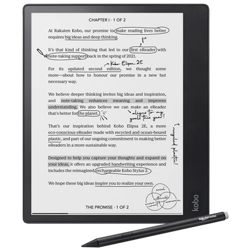 Liseuse numérique 10,3 po Elipsa 2E de Kobo avec Stylus 2