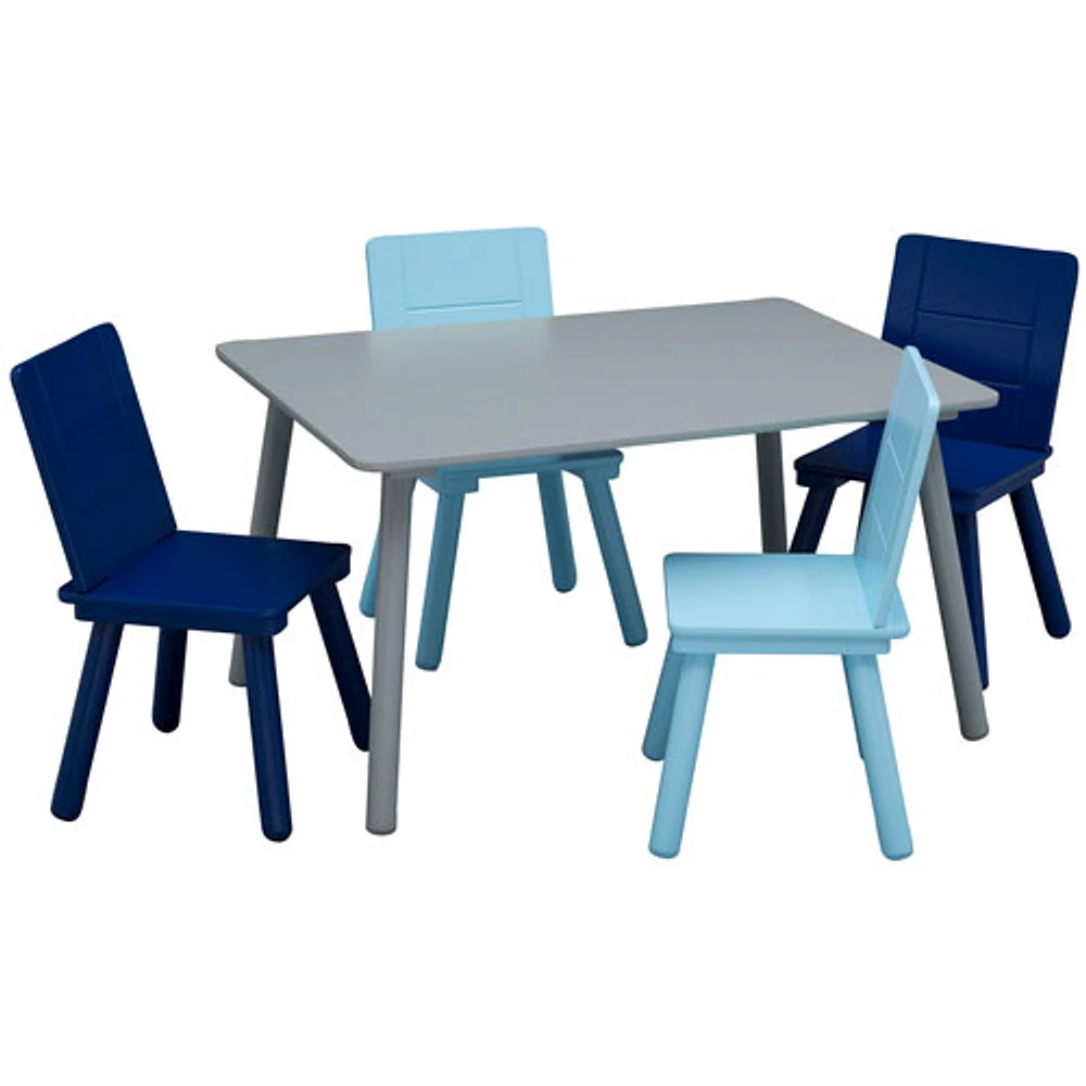 Delta Children 5-Piece Kids Table and Chair Set - Grey/Blue