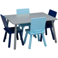 Delta Children 5-Piece Kids Table and Chair Set - Grey/Blue