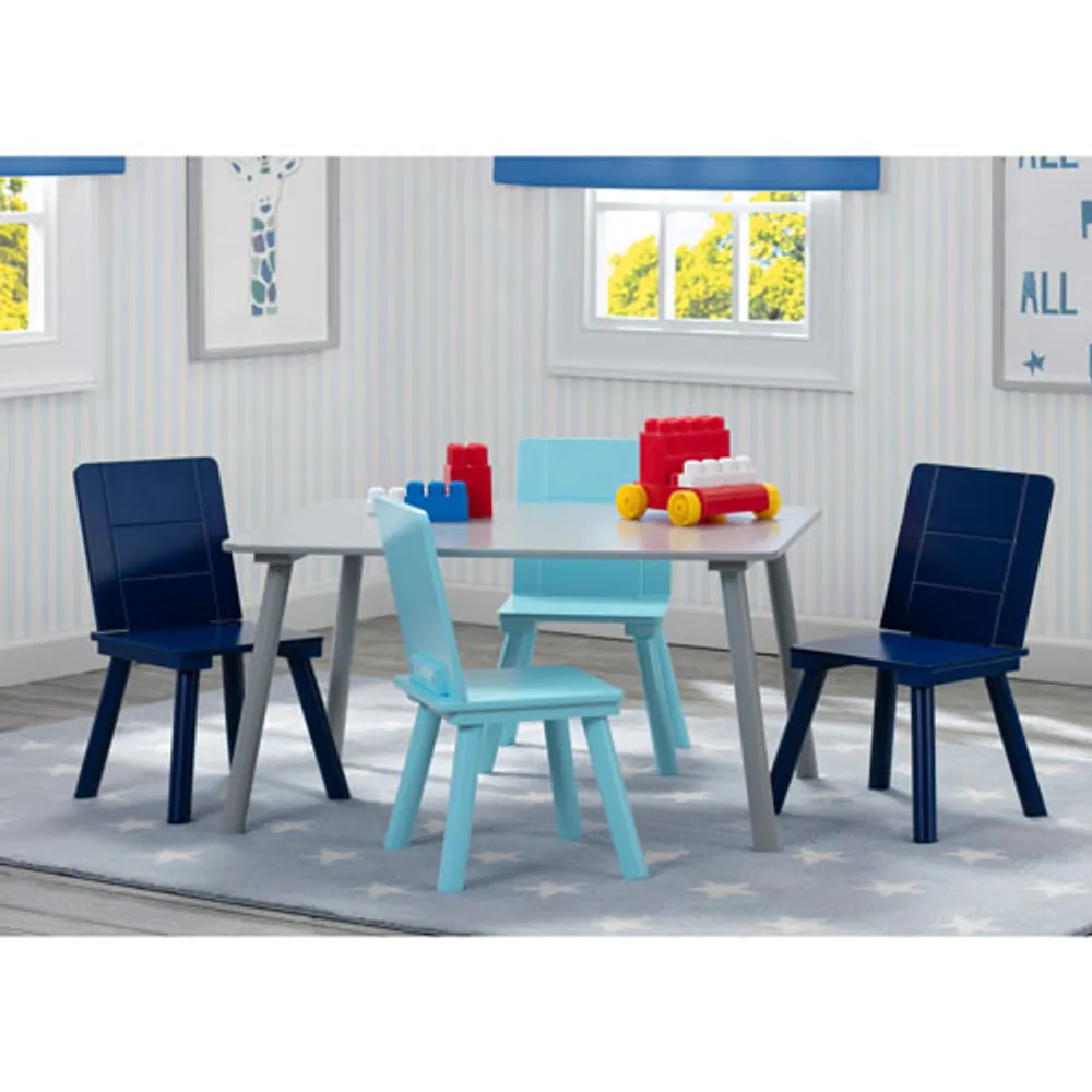 Delta Children 5-Piece Kids Table and Chair Set - Grey/Blue