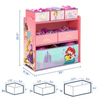 Disney Princess 6-Bin Toy Organizer - Pink