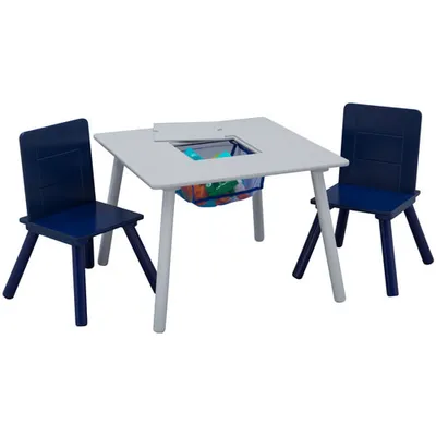 Delta Children 3-Piece Kids Table & Chair Set with Storage - Grey