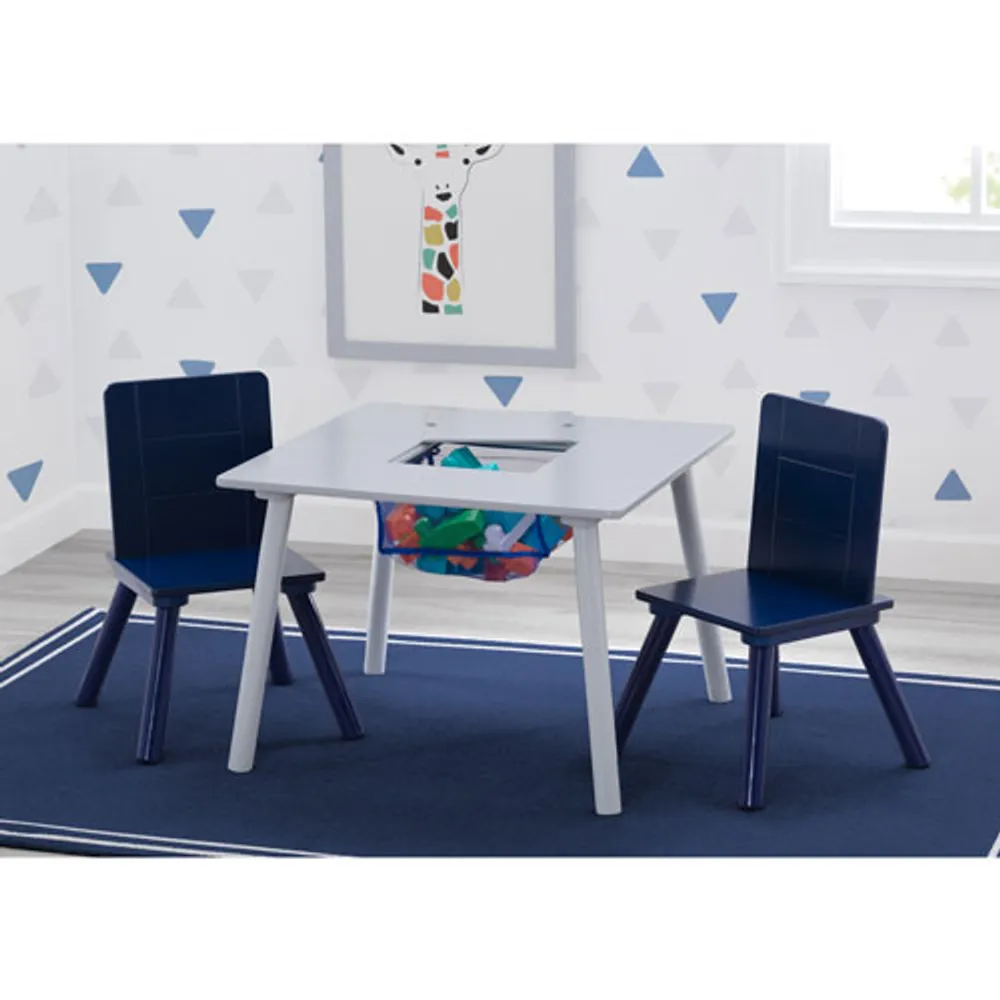 Delta Children 3-Piece Kids Table & Chair Set with Storage - Grey
