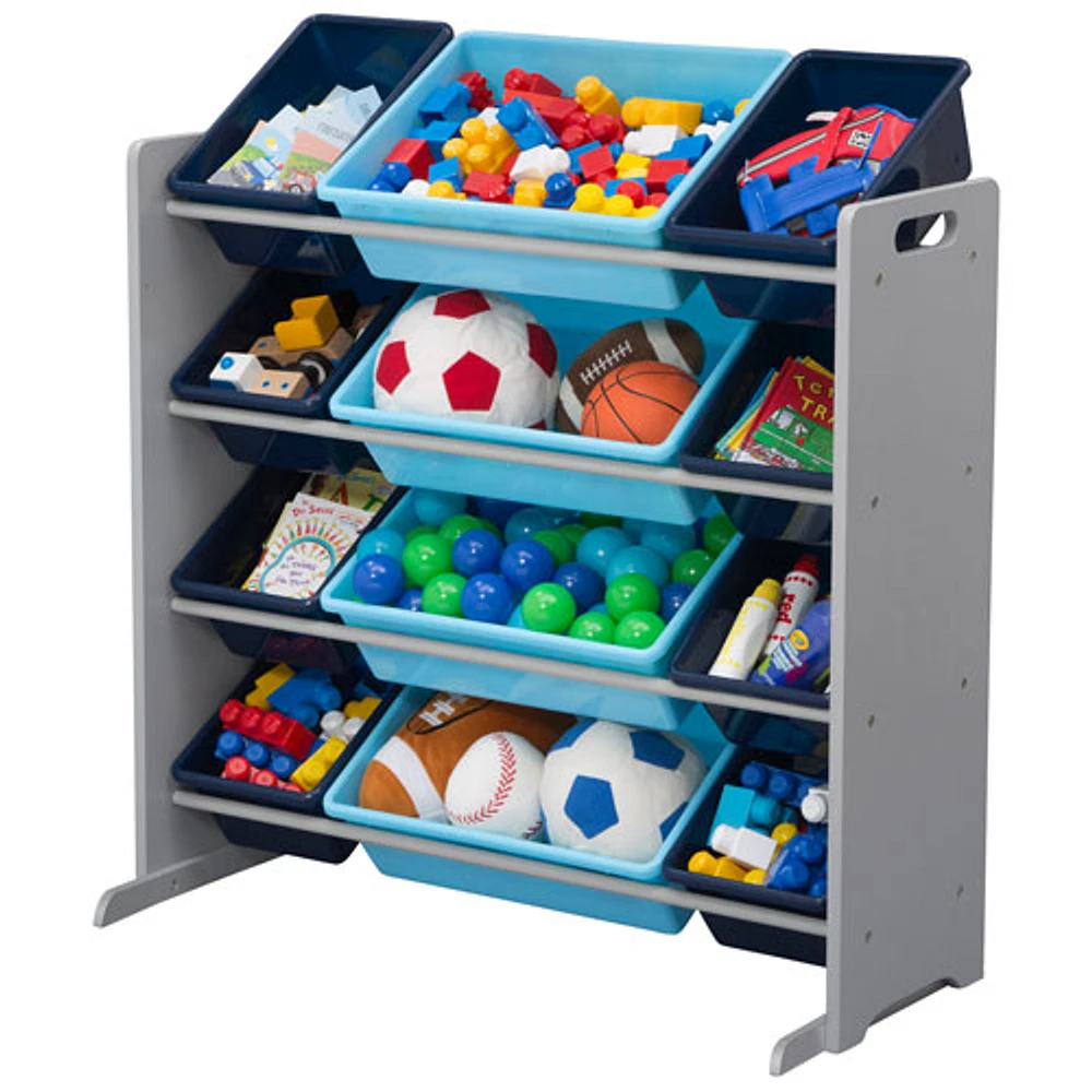 Meuble de rangement de jouets à 12 bacs pour enfants de Delta Children - Gris/Bleu