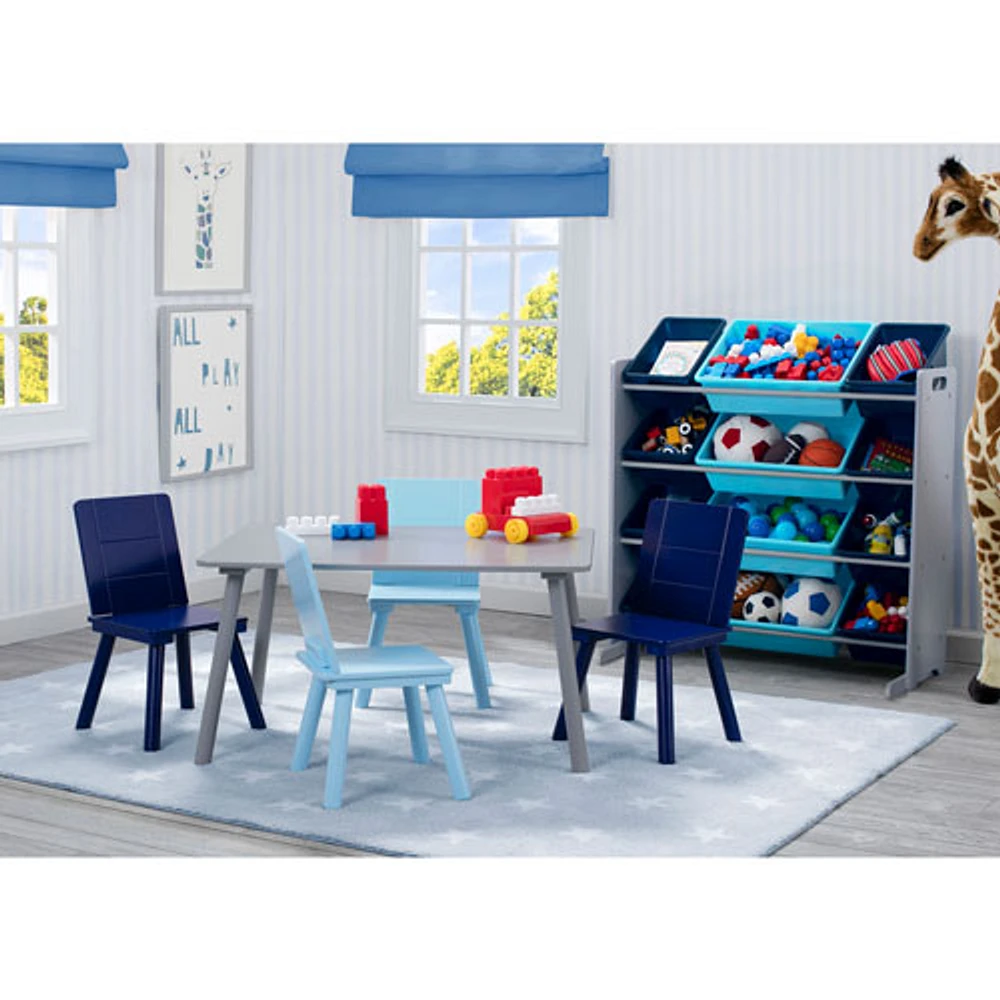 Meuble de rangement de jouets à 12 bacs pour enfants de Delta Children - Gris/Bleu