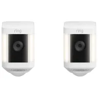 Caméra à projecteur ponctuel IP HD intégrale 1080p sans fil d'extérieur Plus de Ring - Ensemble de 2 - Blanc