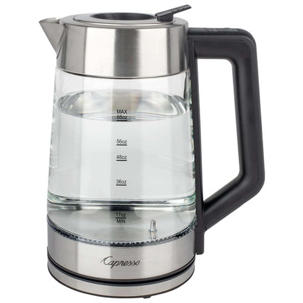 Capresso H2O Glass Select Rapid Boil Electric Kettle - 2L - Stainless Steel/Black