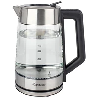 Capresso H2O Glass Select Rapid Boil Electric Kettle - 2L - Stainless Steel/Black