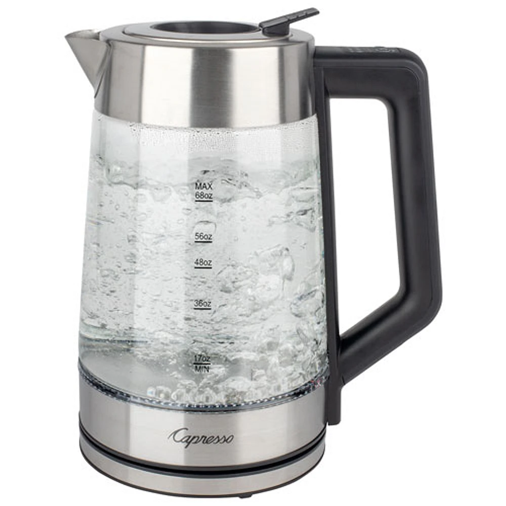 Capresso H2O Glass Select Rapid Boil Electric Kettle - 2L - Stainless Steel/Black