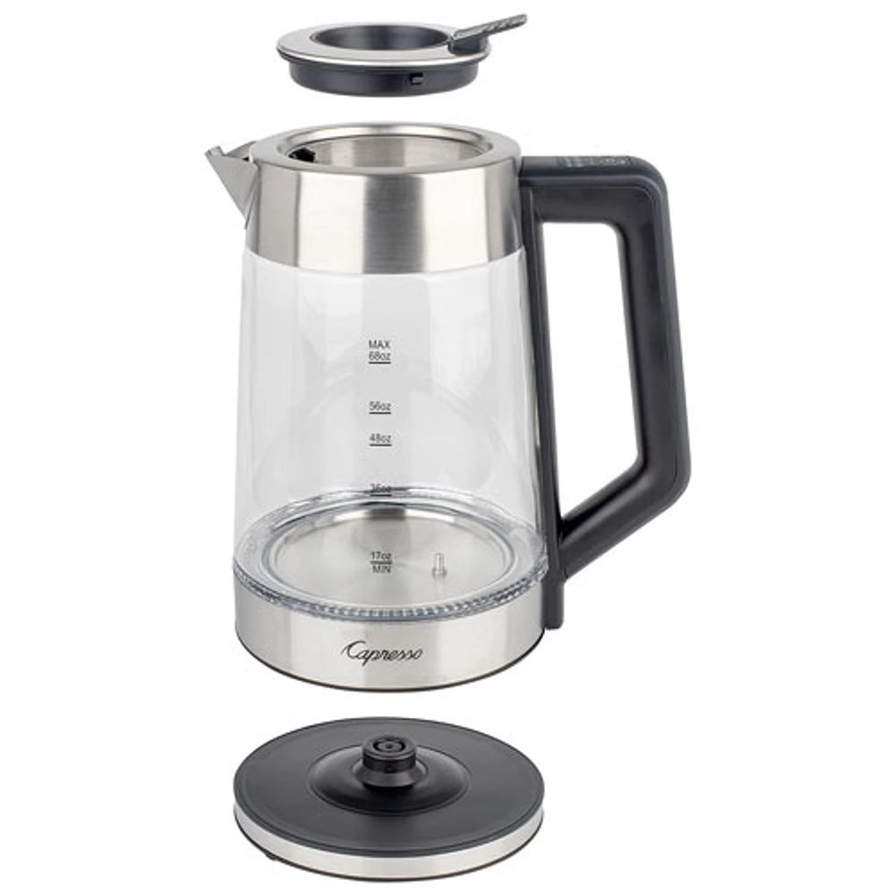 Capresso H2O Glass Select Rapid Boil Electric Kettle - 2L - Stainless Steel/Black