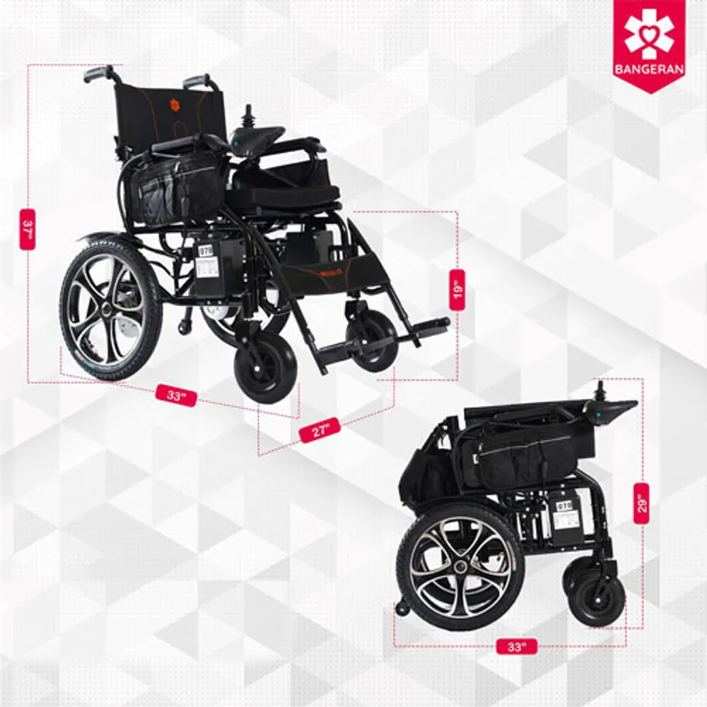 Bangeran Hercules Lite EX Foldable Electric Wheelchair - Black