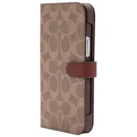 Coach Leather Folio Wallet Case with MagSafe for iPhone 14 Plus - Signature Tan