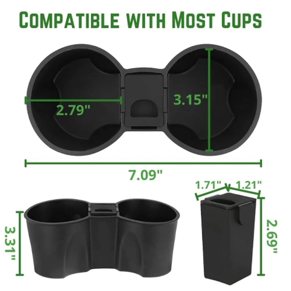 BATTPIT Tesla Center Console Silicone Cupholder with ABS Mini Storage Box  Trash Can. Compatible with 2021 Tesla Model 3 Model Y