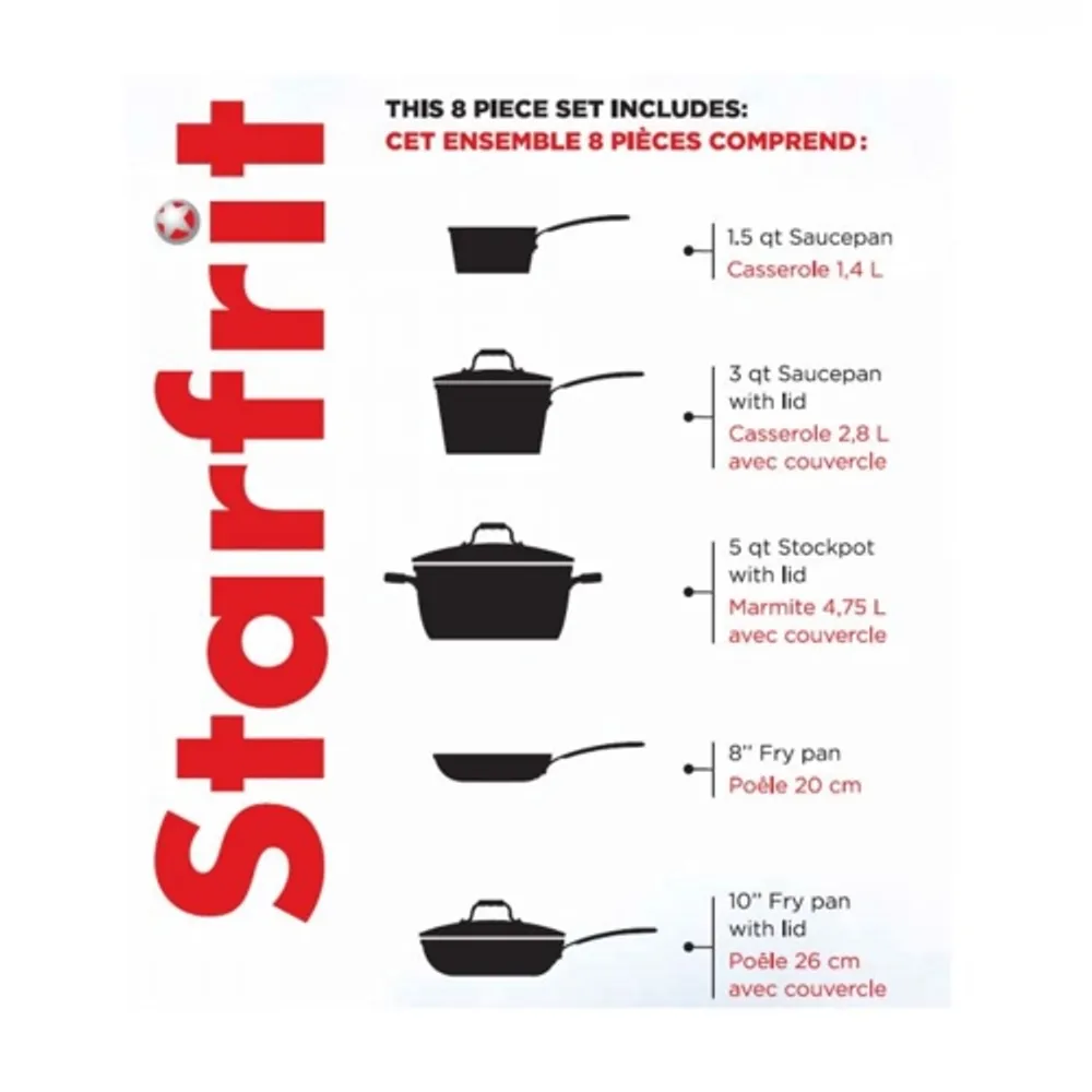 The Rock by Starfrit 8-Piece Cookware Set with Bakelite