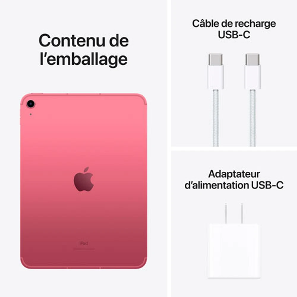 iPad 10,9 po Go Wi-Fi 6 et 5G d'Apple avec Rogers (10e gén.) - Rose