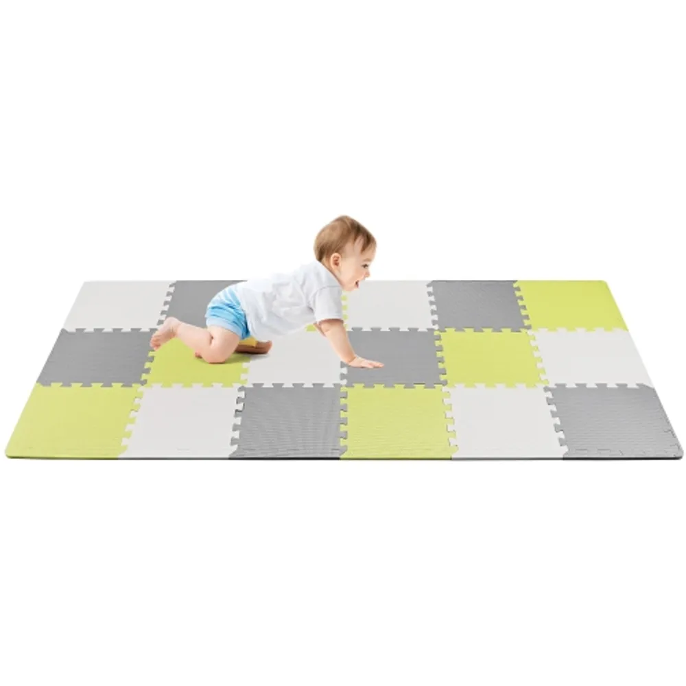 LIVINGBASICS 18 Pcs Yellow 1.62 Sqm Baby Play Mats, Portable Crawling Floor  Mats for Kids Toddler Puzzle Playmats EVA Foam Exercise Mat