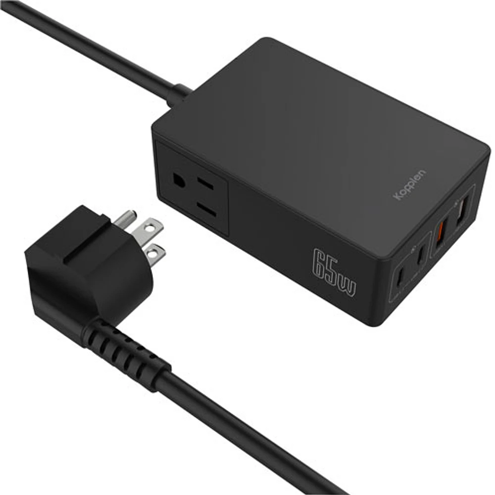 Station de chargement PD 6-en-1 de 65 W avec ports USB-A/USB-C et prise de Kopplen