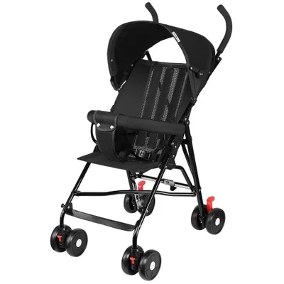 Foldable Lightweight Baby Strollers with a flip-out sun visor, Umbrella Stroller with Removable Canopy and Soft Footrest - LIVINGbasics