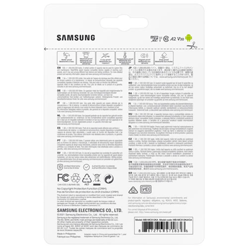 Samsung EVO Plus+ Adapter 512GB 130MB/s microSDXC Memory Card