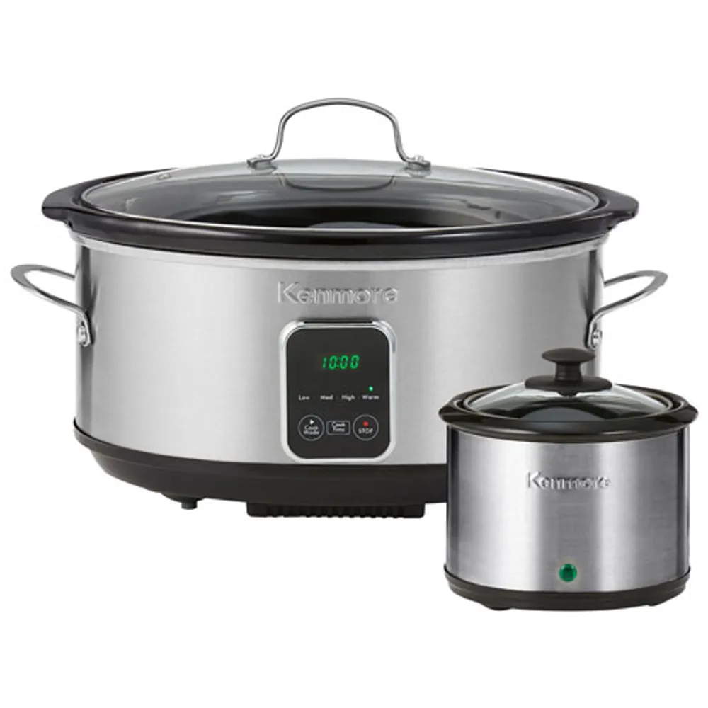 Kenmore Programmable Slow Cooker & Dipper - 7qt/6.6l - Black/Silver