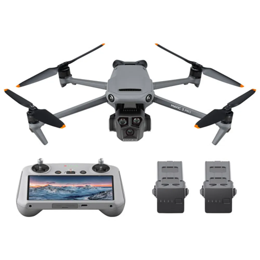 Ensemble Fly More Mavic 3 Pro de DJI avec télécommande et écran intégré (DJI RC)) - Gris