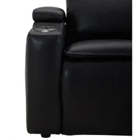 Haven Leather Power Home Theater Recliner with Power Headrests & Cupholders – Black