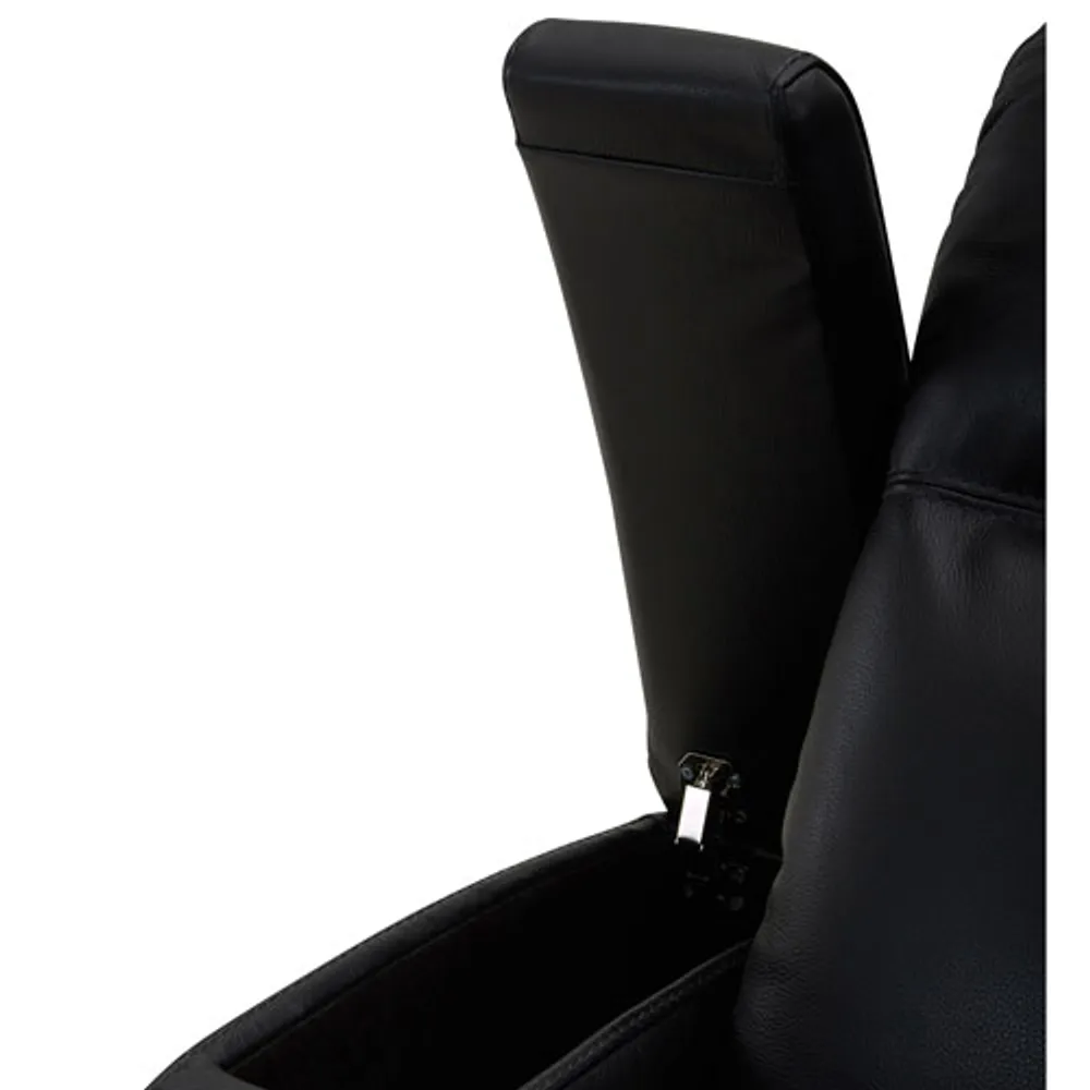 Fauteuil inclinable électrique en cuir Haven pour cinéma maison avec appuie-tête et porte-gobelets électriques - Noir