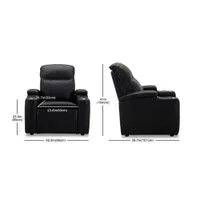 Fauteuil inclinable électrique en cuir Haven pour cinéma maison avec appuie-tête et porte-gobelets électriques - Noir