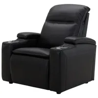 Fauteuil inclinable électrique en cuir Haven pour cinéma maison avec appuie-tête et porte-gobelets électriques - Noir