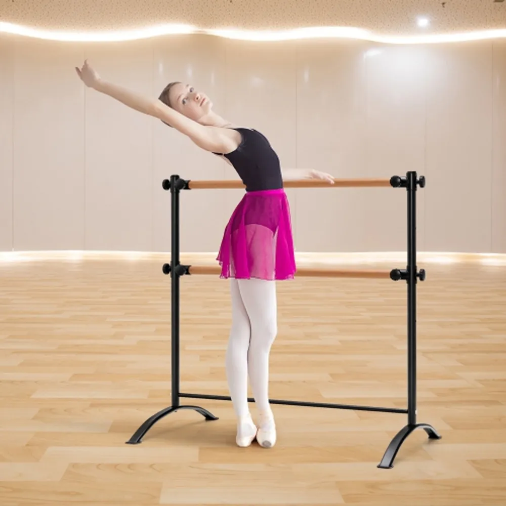 Gymax 4FT Portable Ballet Barre Freestanding Dance Bar Adjustable