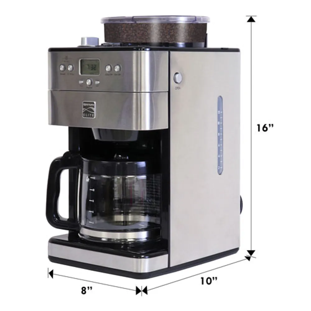 Kenmore Elite Grind & Brew Automatic Coffee Maker with Burr Grinder - 12-Cup - Stainless Steel